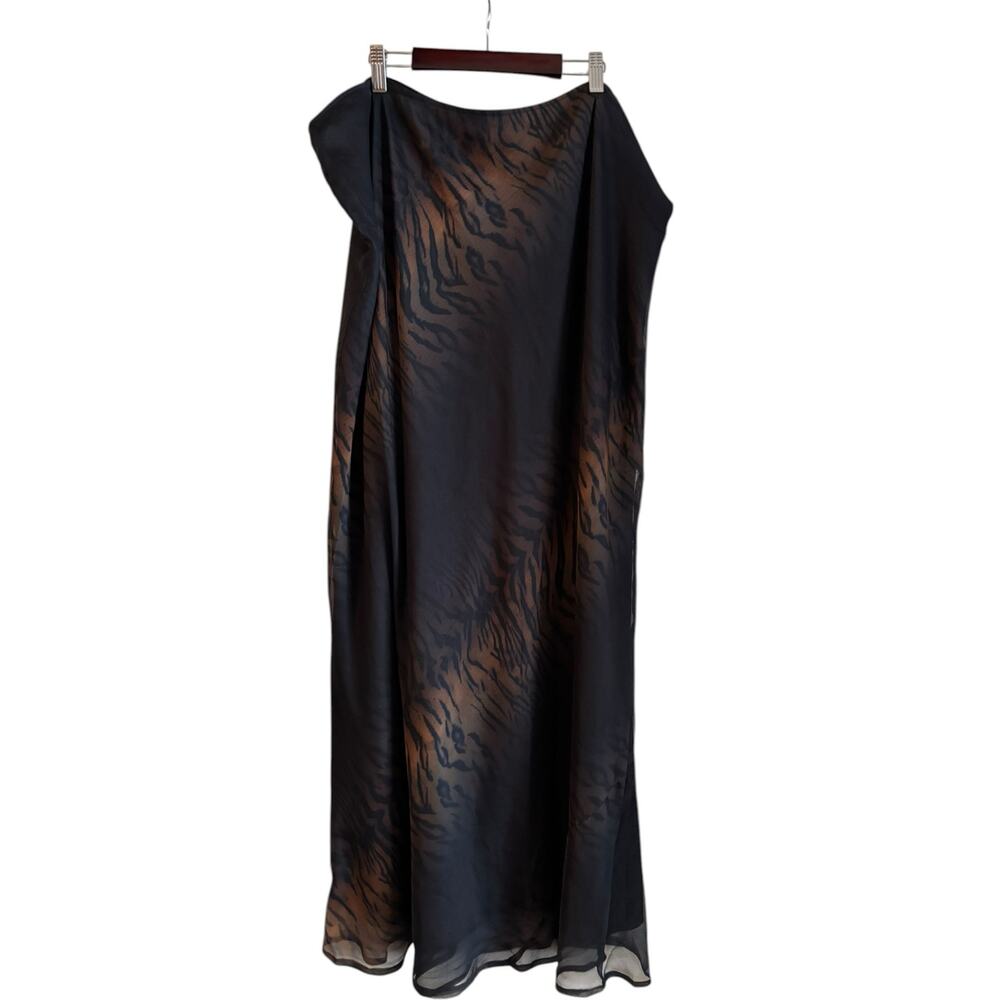ASOS Women’s Chiffon Bias Maxi Skirt In Ombre Animal Print Black Size 18 NWT - Picture 2 of 6